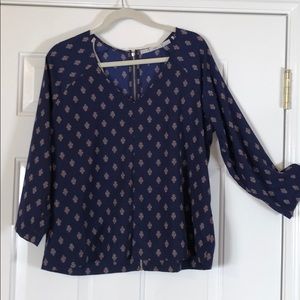 Gibson brand Navy shirt w/tan detail.